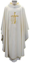 Picture of Sacrament Chasuble WEDDING in pure Polyester Ivory Chorus