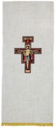 Picture of Church Lectern Cover with St. Damian Cross in Hemp and Linen blend Ecru Ivory Chorus
