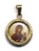 Imagen de Virgen con Niño Medalla colgante redonda acabado martillado Diám mm 19 (0 75 inch) Plata con baño de oro y Porcelana Unisex Mujer Hombre