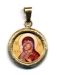 Imagen de Virgen de Vladímir Medalla colgante redonda acabado martillado Diám mm 19 (0 75 inch) Plata con baño de oro y Porcelana Unisex Mujer Hombre