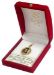 Imagen de Arcángel Miguel Medalla colgante redonda acabado martillado Diám mm 19 (0 75 inch) Plata con baño de oro y Porcelana Unisex Mujer Hombre y Niños