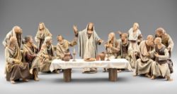 Picture of Last Supper Group 14 Pieces cm 30 (11,8 inch) Immanuel dressed Nativity Scene oriental style Val Gardena wood statues fabric clothes
