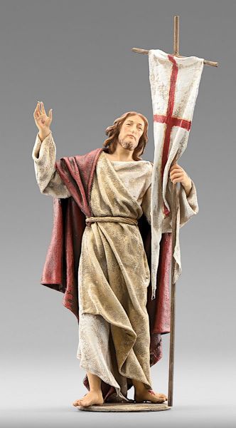 Imagen de Resurrección de Jesucristo cm 20 (7,9 inch) Pesebre vestido Immanuel estilo oriental estatua en madera Val Gardena trajes de tela