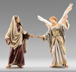 Picture of Annunciation Group 2 pieces cm 12 (4,7 inch) Immanuel dressed Nativity Scene oriental style Val Gardena wood statues fabric clothes