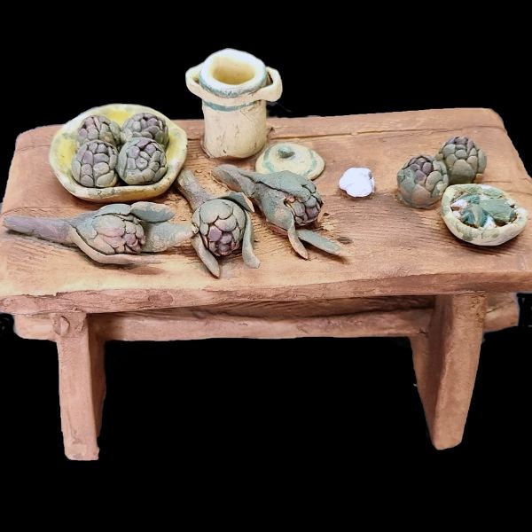 Immagine di Tavolo per Carciofata Presepe Velardita 16 cm originale siciliano terracotta 