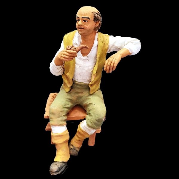 Imagen de Hombre sentado Belén Velardita 16 cm siciliano terracota 