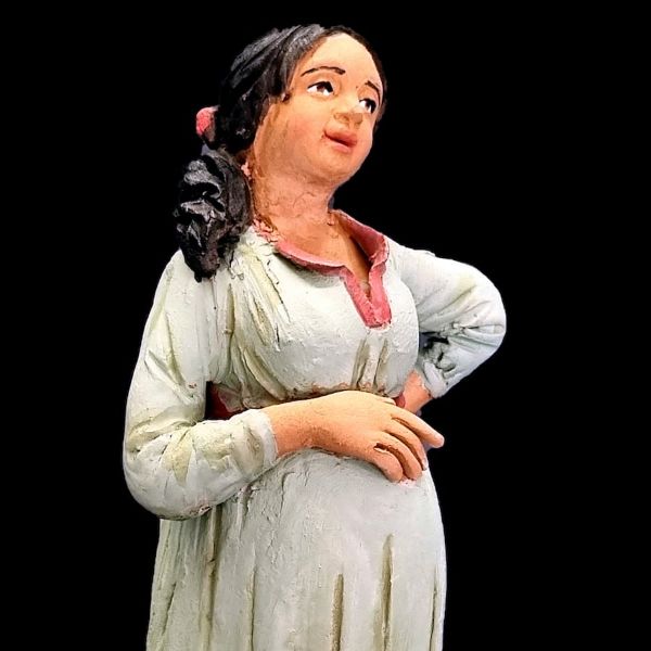 Immagine di Donna incinta cm 16 (6,3 inch) Presepe Siciliano Velardita in Terracotta 