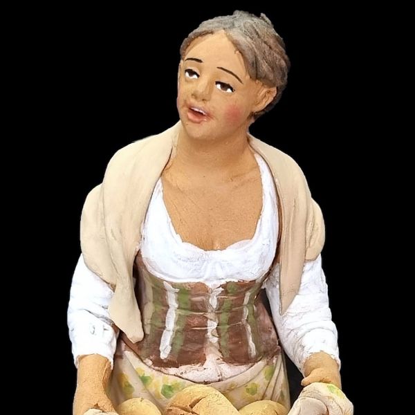 Picture of Woman with Bread Velardita Nativity 16 cm (6,3 inch) sicilian terracotta 