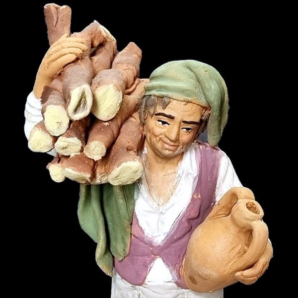 Imagen de Pastor con Viga de Leña Belén Velardita 16 cm siciliano terracota 