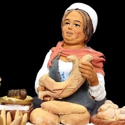Picture of Bread Saleswoman cm 16 (6,3 inch) Velardita Sicilian Nativity in Terracotta 