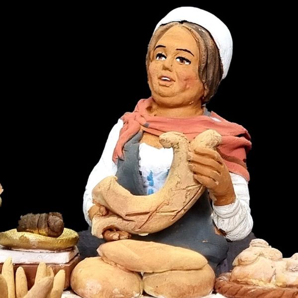 Picture of Bread Saleswoman Velardita Nativity 16 cm (6,3 inch) sicilian terracotta 