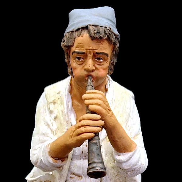 Picture of Shepherd with flute Velardita Nativity 21 cm (8,3 inch) sicilian terracotta 