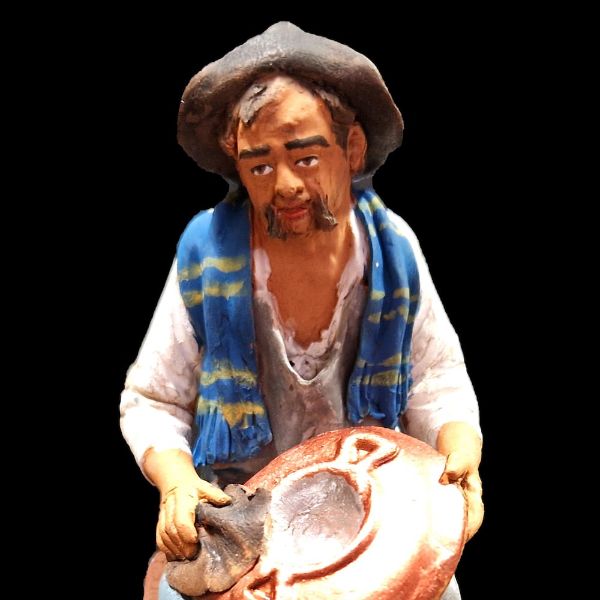 Picture of Tinsmith sitting Velardita Nativity 21 cm (8,3 inch) sicilian terracotta 
