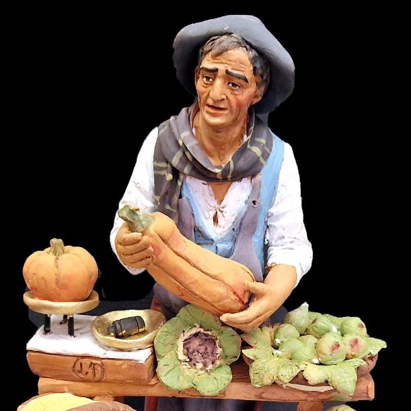 Imagen de Pastor que vende fruta cm 21 (8,3 inch) Pesebre Siciliano Velardita en terracota 