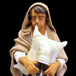 Picture of Bagpiper Shepherd cm 21 (8,3 inch) Velardita Sicilian Nativity in Terracotta 