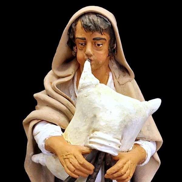 Immagine di Zampognaro Presepe Velardita 21 cm originale siciliano terracotta 