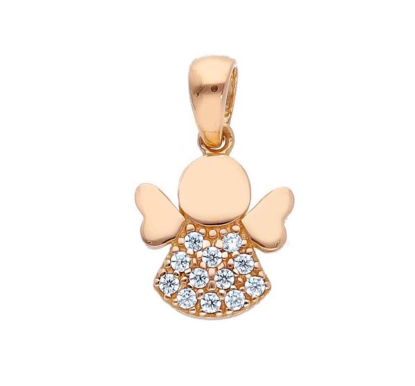 Picture of Angel with Light Spots Pendant gr 1 Rose Gold 18k with Zircons for Woman Girl Boy