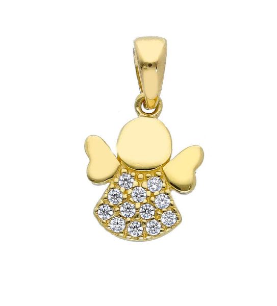 Picture of Angel with Light Spots Pendant gr 1,1 Yellow Gold 18k with Zircons for Woman Girl