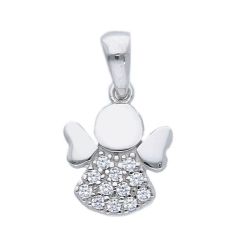 Picture of Angel with Light Spots Pendant gr 1 White Gold 18k with Zircons for Woman Girl
