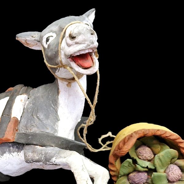 Immagine di Asino Caduto Presepe Velardita 21 cm originale siciliano terracotta 