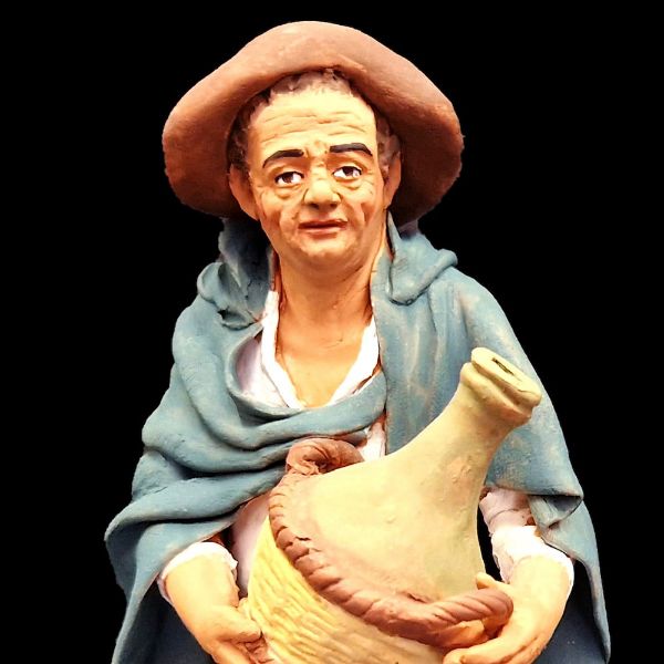 Imagen de Pastor con Damajuana Belén Velardita 21 cm siciliano terracota 