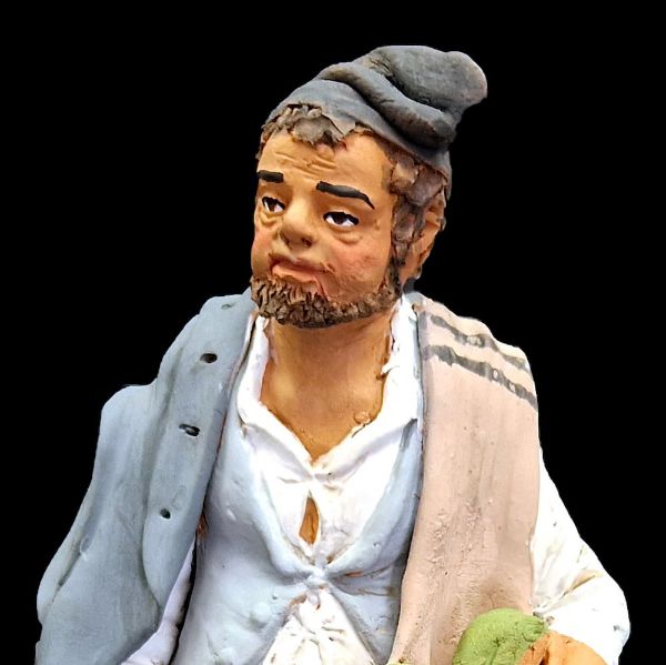 Oliver Art Statuetta Presepe: Pastore Con Porron E Berretina – Durexina Dipinta A Mano – 8,5 X 11 X 5,5 Cm