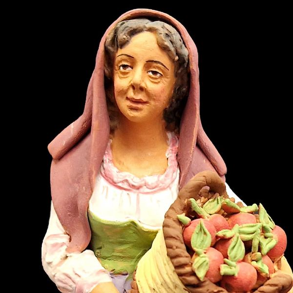 Immagine di Donna con Arance cm 21 (8,3 inch) Presepe Siciliano Velardita in Terracotta