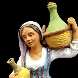Picture of Woman with Flasks cm 21 (8,3 inch) Velardita Sicilian Nativity in Terracotta