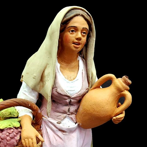 Picture of Woman with Basket and Pitcher Velardita Nativity 21 cm (8,3 inch) sicilian terracotta