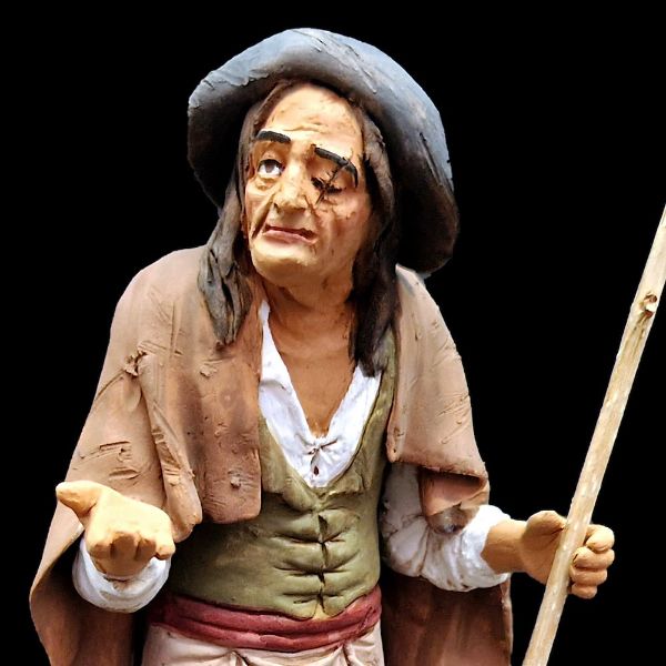 Imagen de Mendigo con bastón Belén Velardita 21 cm siciliano terracota 