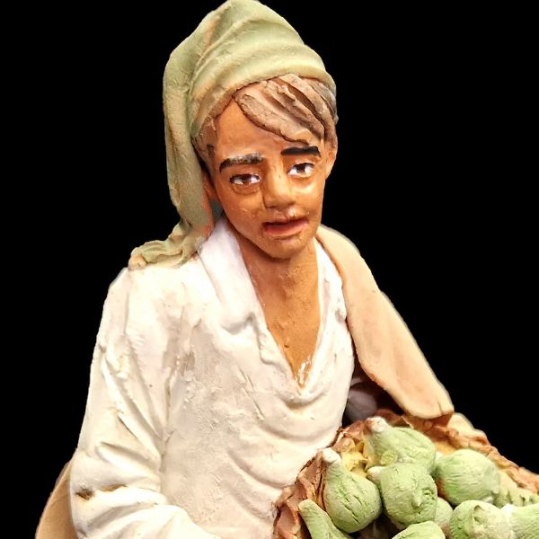 Picture of Shepherd with fig basket Velardita Nativity 16 cm (6,3 inch) sicilian terracotta 