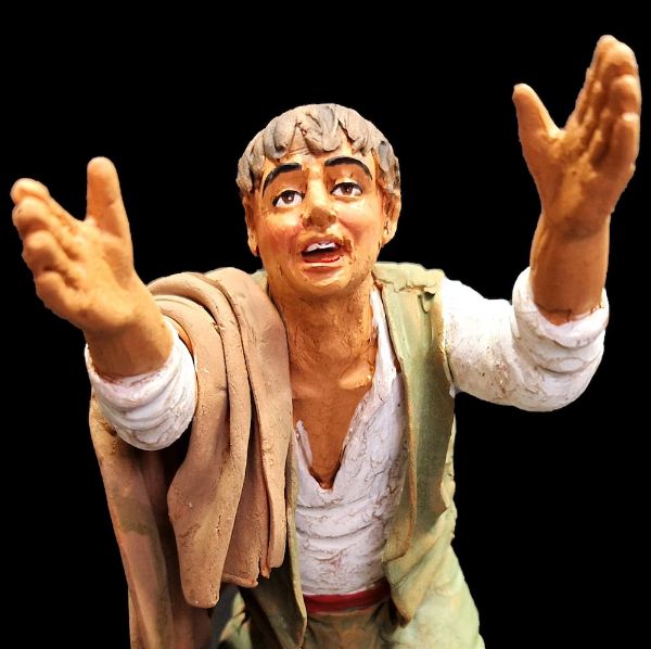 Picture of Amazed Shepherd Velardita Nativity 21 cm (8,3 inch) sicilian terracotta