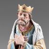 Immagine di Re Magio in ginocchio con Corona statuina Presepe Rustika 12 cm legno e stoffa