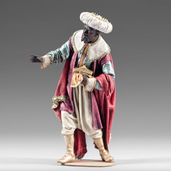 Imagen de Rey Mago Negro 55 cm (21,6 inch) Pesebre campesino Rustika de madera con trajes de tela
