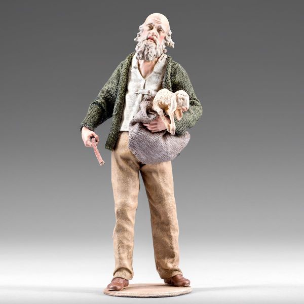 Immagine di Pastore con agnello Presepe Rustika 12 cm legno e stoffa
