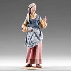 Imagen de Mujer con Delantal 12 cm (4,7 inch) Pesebre campesino Rustika de madera con trajes de tela