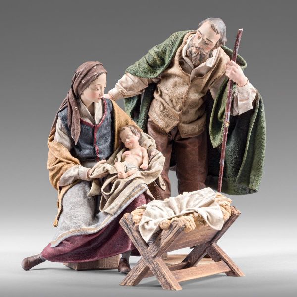 Picture of Holy Family Nativity 20 cm (7,9 inch) Rustika wooden Nativity in peasant style with fabric clothes