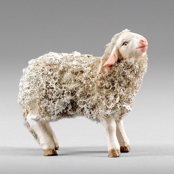 Immagine di Agnello con lana 20 cm (7,9 inch) Presepe contadino Rustika in legno con abiti in stoffa