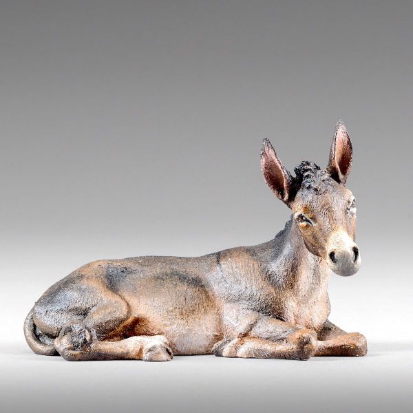 Immagine di Asino sdraiato Presepe Rustika 12 cm legno e stoffa