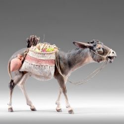 Picture of Donkey with saddle walking 20 cm (7,9 inch) Rustika wooden Nativity in peasant style with fabric clothes