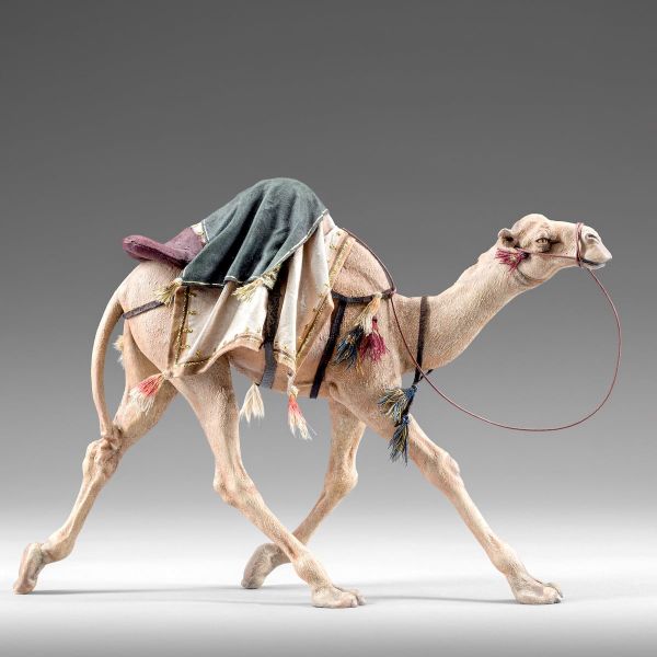 Imagen de Dromedario que corre para Reyes Magos 12 cm (4,7 inch) Pesebre campesino Rustika de madera con trajes de tela