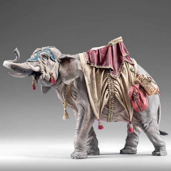 Immagine di Elefante addobbato Presepe Rustika 40 cm legno e stoffa