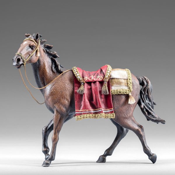 Picture of Horse with Saddle 14 cm (5,5 inch) Rustika wooden Nativity in peasant style with fabric clothes