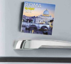 Picture of Rome St Peter's by night 2023 magnetic calendar cm 8x8 (3,1x3,1 in)