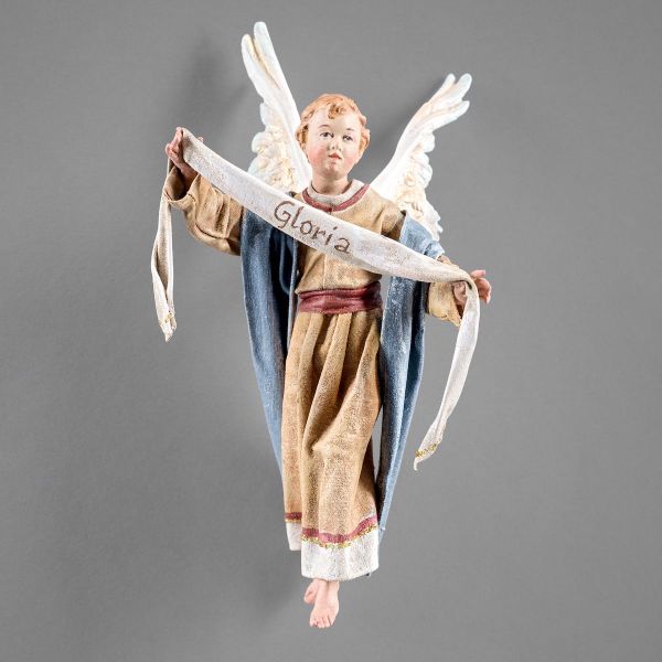 Imagen de Pequeño Ángel Gloria para colgar Belén Rustika 40 cm madera rústico ropa de tela