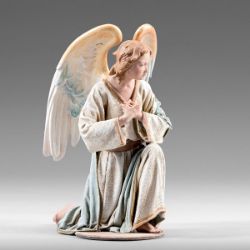 Picture of Kneeling Angel looking to the left 14 cm (5,5 inch) Rustika wooden Nativity in peasant style with fabric clothes