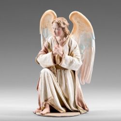 Picture of Kneeling Angel looking to the right 12 cm (4,7 inch) Rustika wooden Nativity in peasant style with fabric clothes