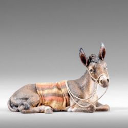 Picture of Donkey lying with blanket 10 cm (3,9 inch) Immanuel dressed Nativity Scene oriental style Val Gardena wood statue
