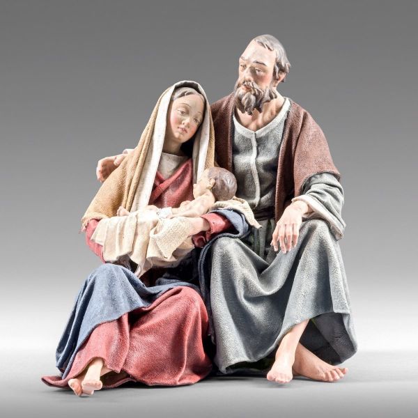 Imagen de Grupo Sagrada Familia Natividad 02 10 cm (3,9 inch) Pesebre vestido Immanuel estilo oriental estatuas en madera Val Gardena trajes de tela