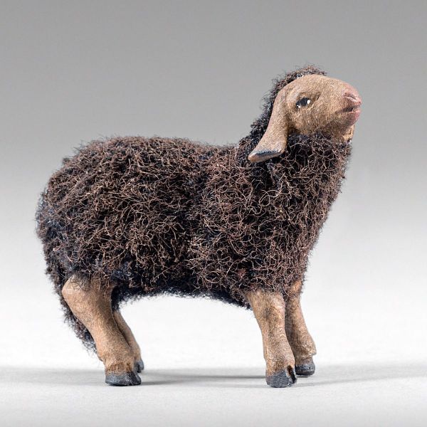 Picture of Lamb with black wool 12 cm (4,7 inch) Immanuel dressed Nativity Scene oriental style Val Gardena wood statue